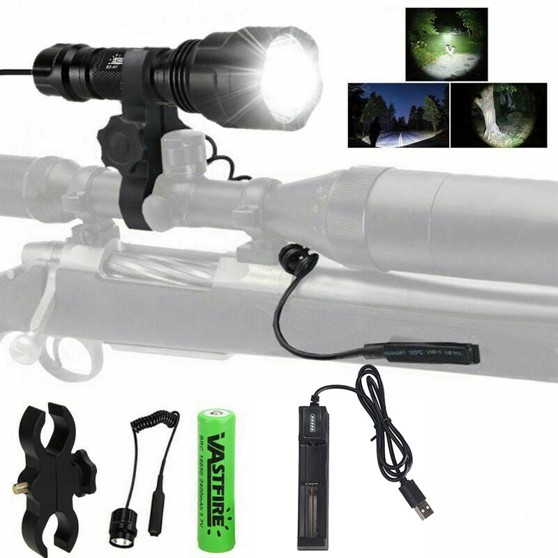Tactical LED Hunting 18650 Battery Flashlight ;Weapon Lights with Scope Mount for Outdoor Hunting