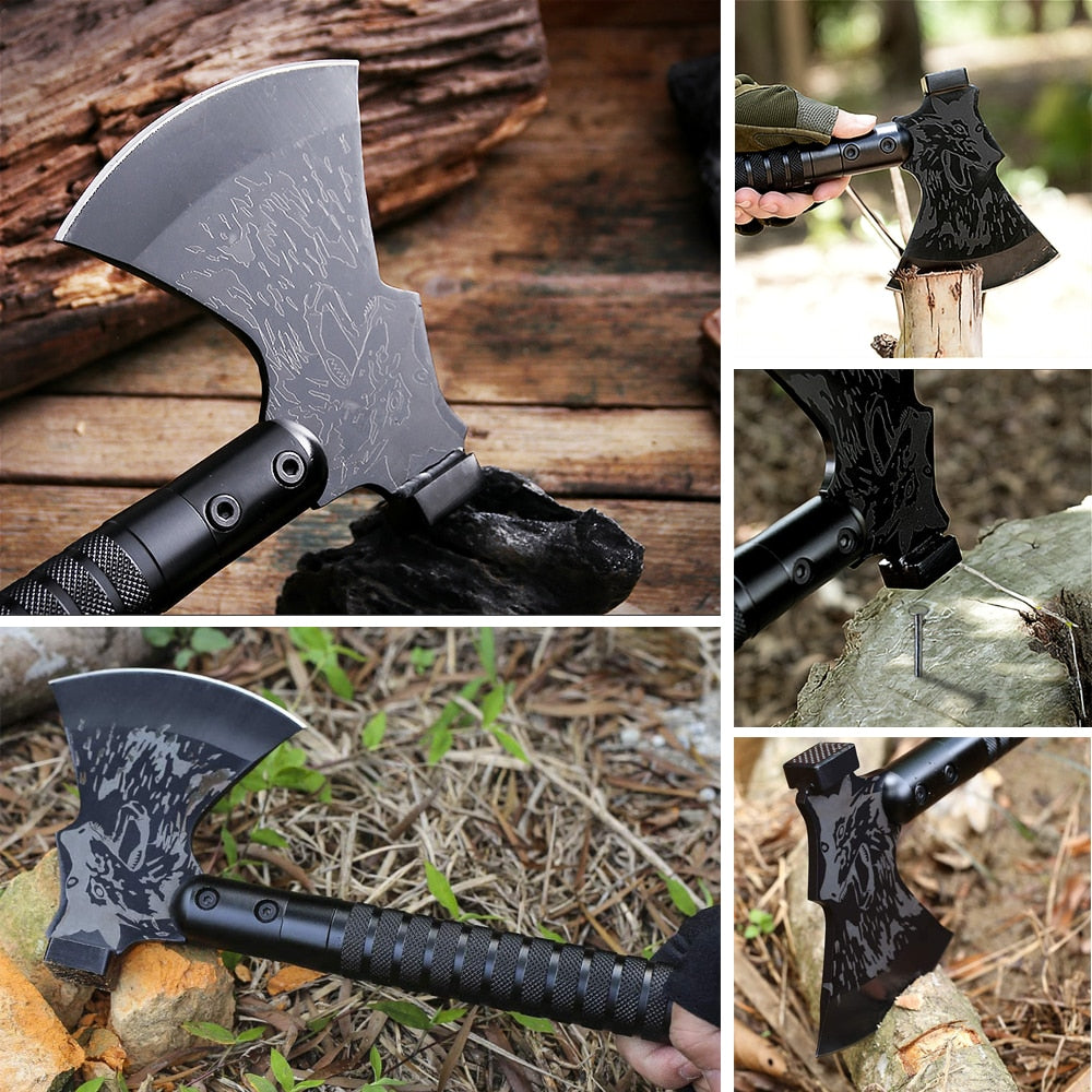 Multipurpose Shovel Axe Set :Outdoor Survival Camping Shovel Portable Folding Tomahawk Defense Security Tools Kit