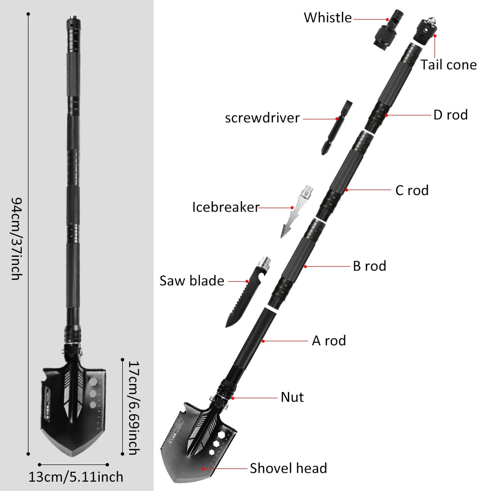 Multipurpose Shovel Axe Set :Outdoor Survival Camping Shovel Portable Folding Tomahawk Defense Security Tools Kit