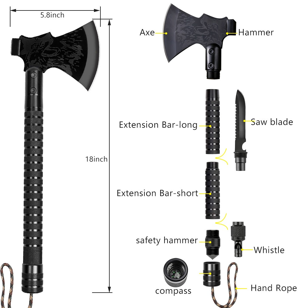 Multipurpose Shovel Axe Set :Outdoor Survival Camping Shovel Portable Folding Tomahawk Defense Security Tools Kit