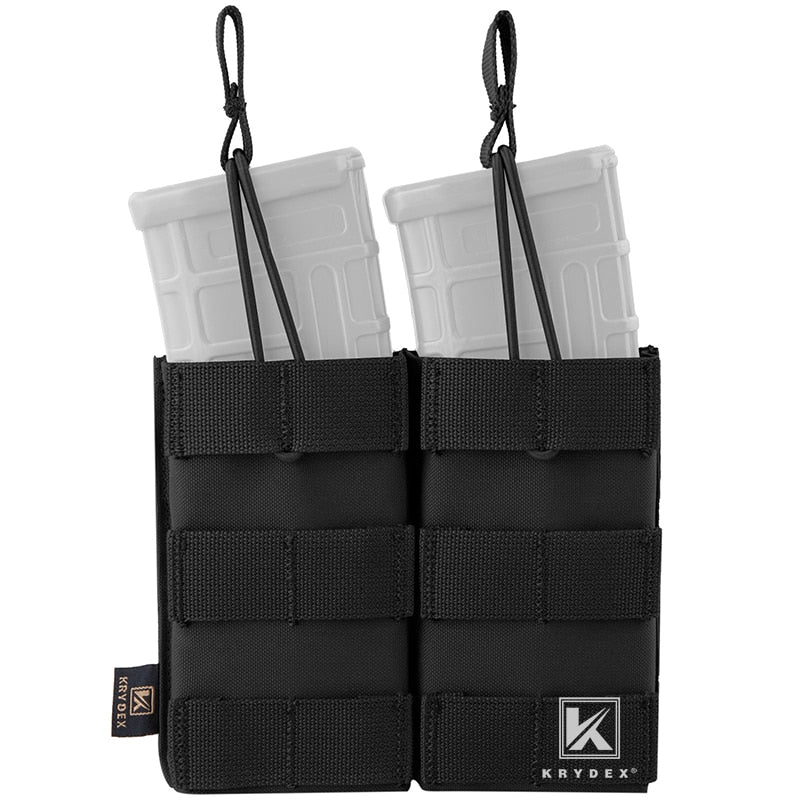 KRYDEX Double Open Top Modular Magazine Pouch For Military Shooting Airsoft Tactical 2*5.56 .223 MOLLE PALS Magazine Carrier