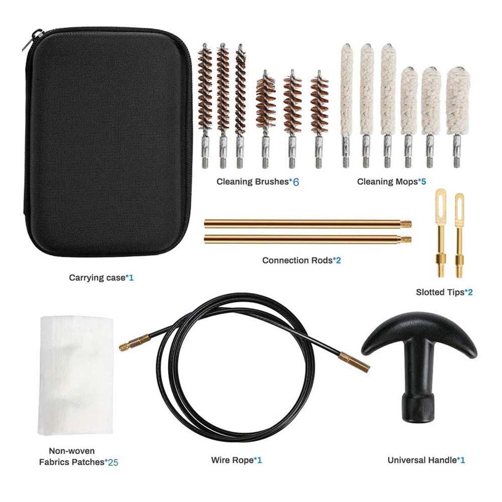 19Pcs/set Tactical Gun Cleaning Kit for Handgun Rifle Pistol Gun Brush Tool for .22/.38/9mm/.40/.45 Caliber Hunting Accessories