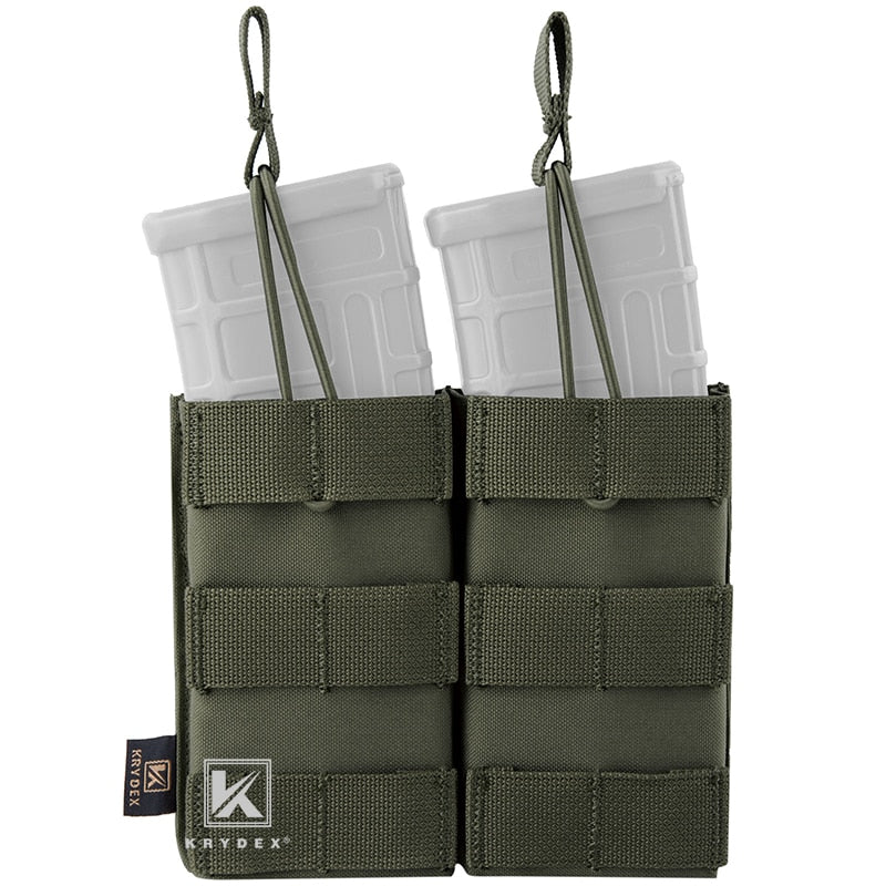 KRYDEX Double Open Top Modular Magazine Pouch For Military Shooting Airsoft Tactical 2*5.56 .223 MOLLE PALS Magazine Carrier