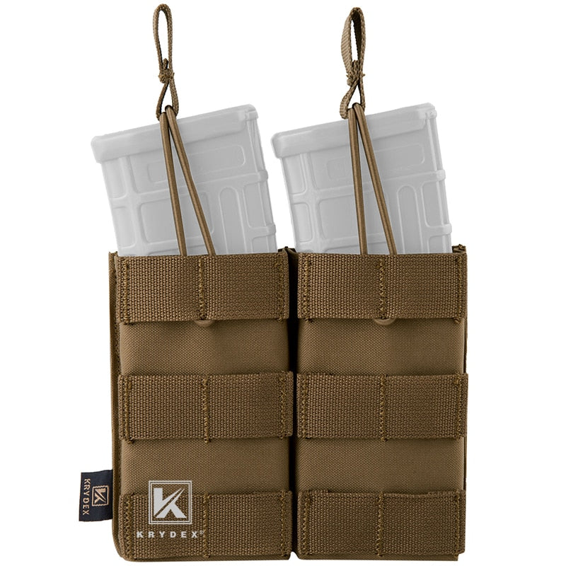 KRYDEX Double Open Top Modular Magazine Pouch For Military Shooting Airsoft Tactical 2*5.56 .223 MOLLE PALS Magazine Carrier