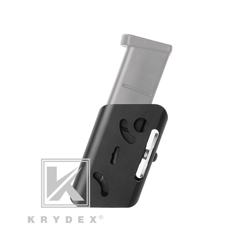 KRYDEX IPSC Magazine Pouch Aluminum Holster Mag USPSA Competition Shooting Multi-Angle Adjustment Speed Shooter Pistol Race BK