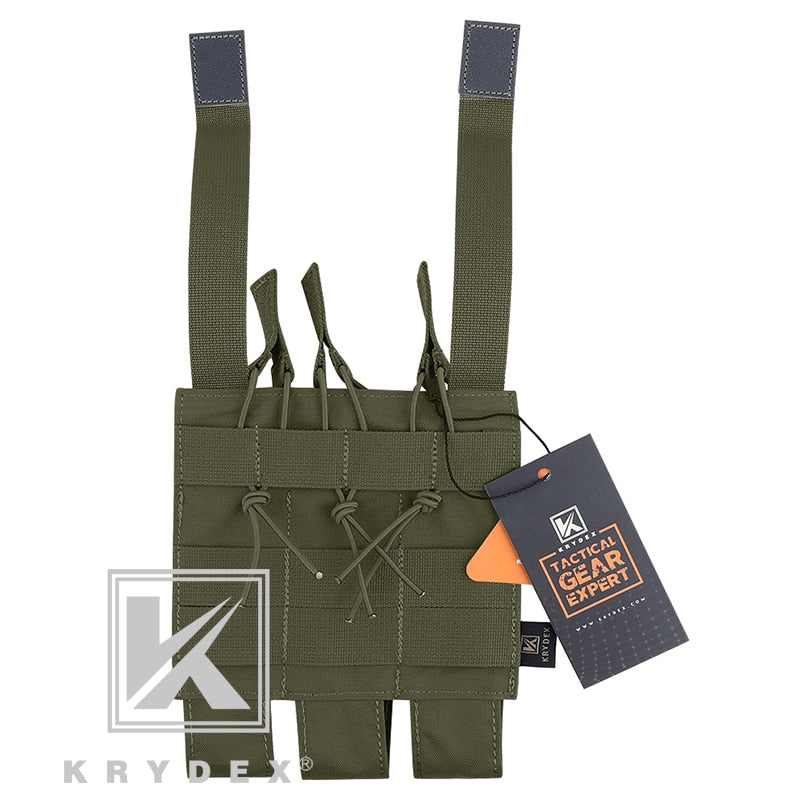 KRYDEX For MP5 MP7 KRISS Triple Magazine Pouch Tactical Modular MOLLE Triple Open Top SMG Mag Pouch Carrier For Airsoft Hunting