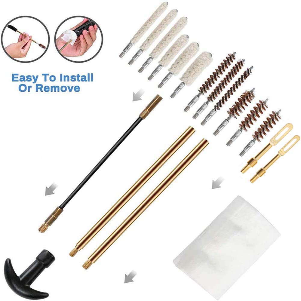 19Pcs/set Tactical Gun Cleaning Kit for Handgun Rifle Pistol Gun Brush Tool for .22/.38/9mm/.40/.45 Caliber Hunting Accessories