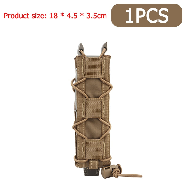 1/2/4pc Tactical Magazine Pouch 9mm Pistol Single Mag Bag Molle Flashlight Hunting Knife Torch Holster for MP5/MP7 Airsoft Parts