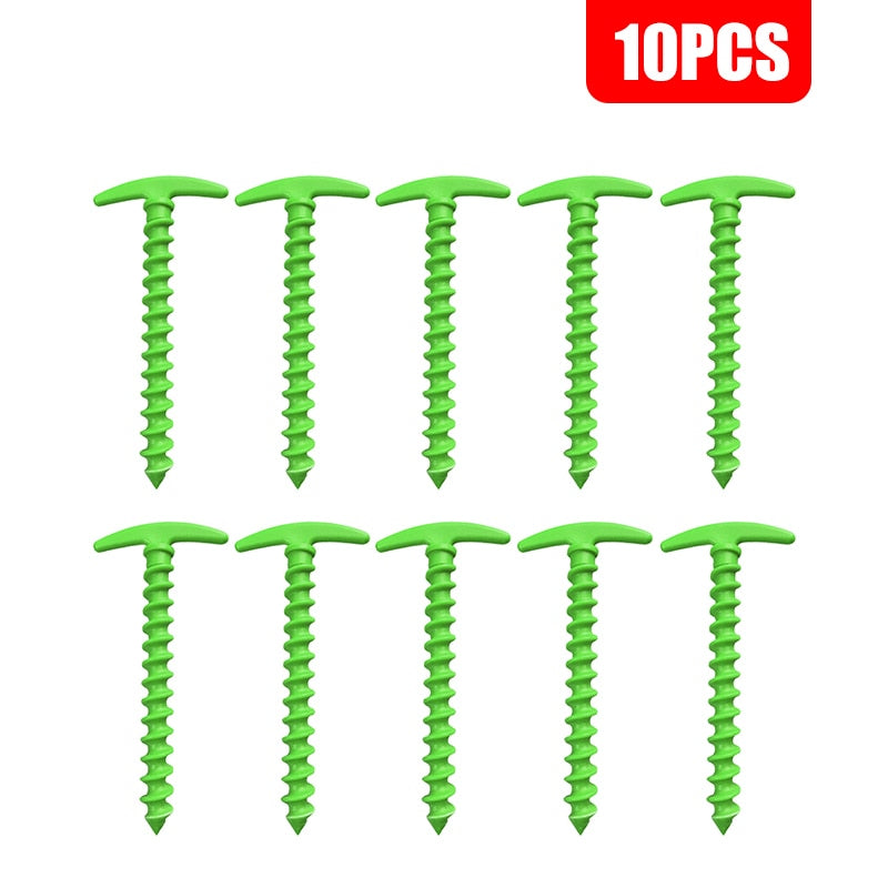 10pcs Camping Tent Pegs Outdoor Ultralight Ground Nails Stakes Pegs Pins Plastic Nylon Screw Nail Spiral Nails Awning Trip Kit