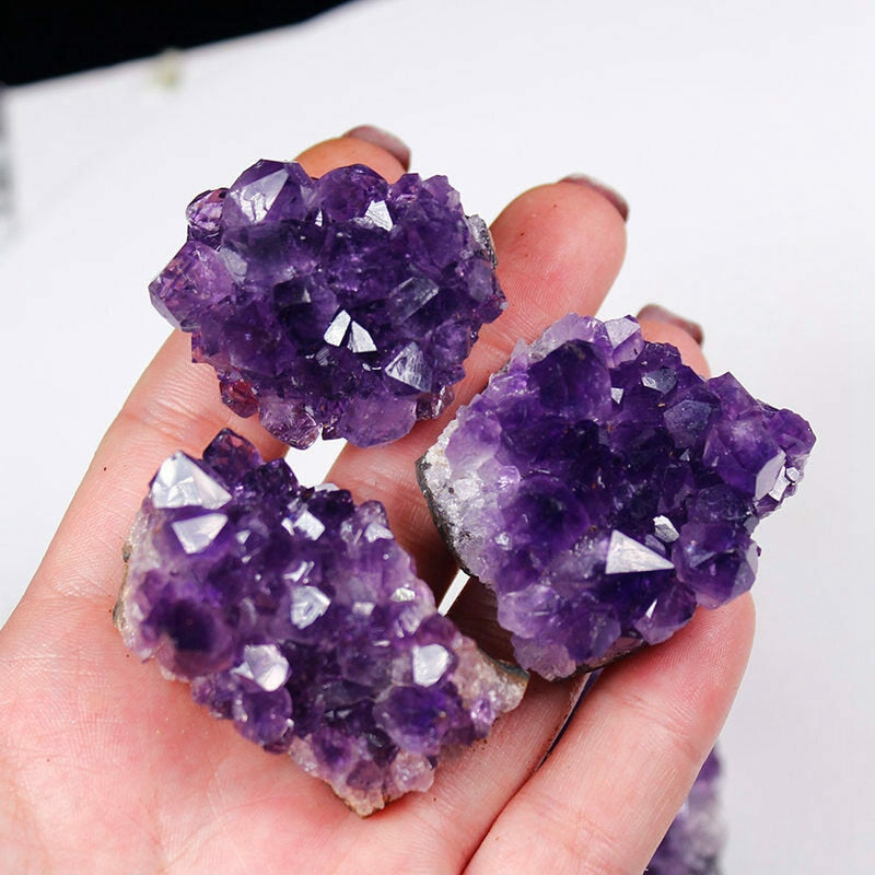 Natural Raw Purple Brazilian Amethyst Quartz Crystal Cluster Druzy Geode Healing Stones Specimen Home Decoration Crafts Ornament