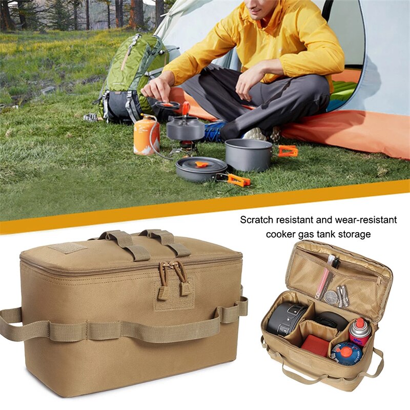 Outdoor Camping Gas Tank Storage Bag Large Capacity Ground Nail Tool Bag Gas Canister Picnic Cookware Utensils Kit Bag