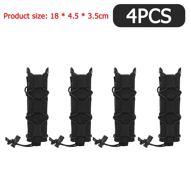 1/2/4pc Tactical Magazine Pouch 9mm Pistol Single Mag Bag Molle Flashlight Hunting Knife Torch Holster for MP5/MP7 Airsoft Parts