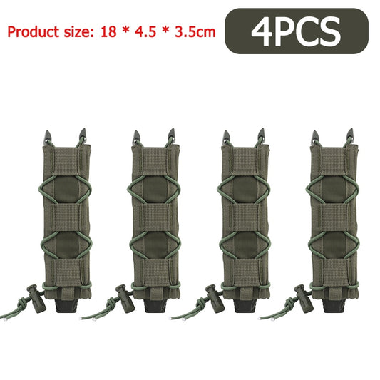 1/2/4pc Tactical Magazine Pouch 9mm Pistol Single Mag Bag Molle Flashlight Hunting Knife Torch Holster for MP5/MP7 Airsoft Parts