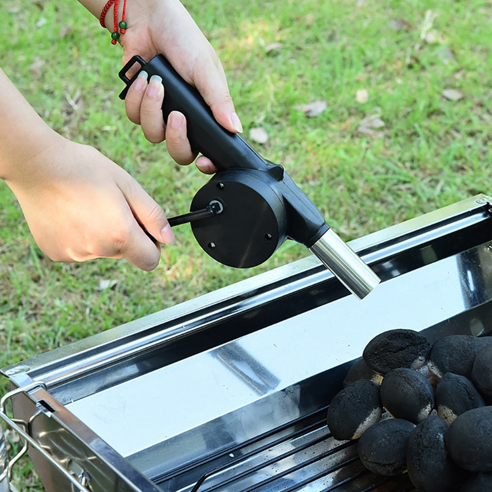 Hand-cranked Air Blower Barbecue Fan Mini Portable BBQ Grill Fire Bellows Picnic Camping Accessories Outdoor Tools 2023