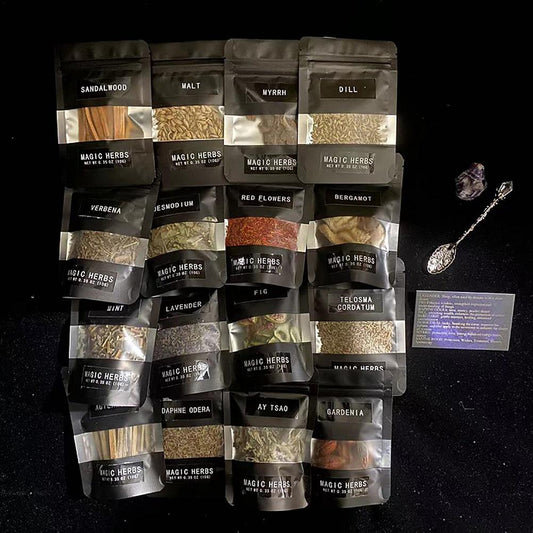 16/30 Herbs Witchcraft Kit Dried Herb Kit With Crystal Spoon Kit  For Wicca Witchcraft Gifts