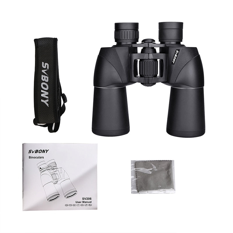 SVBONY SV206 10x50 Binoculars Powerful Professional Telescope Bak4 Prism camping equipment Military for Outdoor Hunting Survival