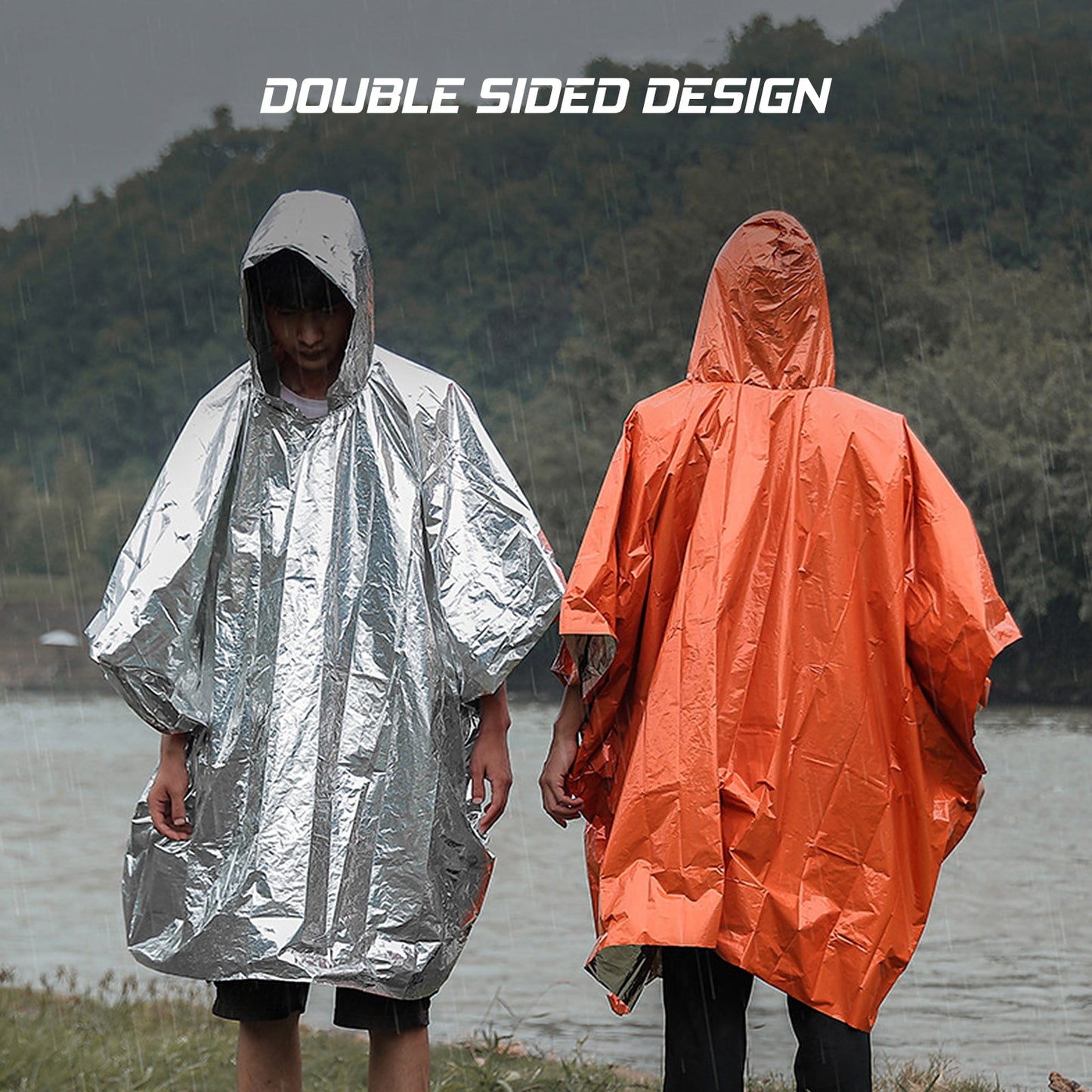 4 Pack Emergency Rain Poncho Thermal Blanket Poncho Weather Proof Outdoor Survival Camping Gear survival gadgets