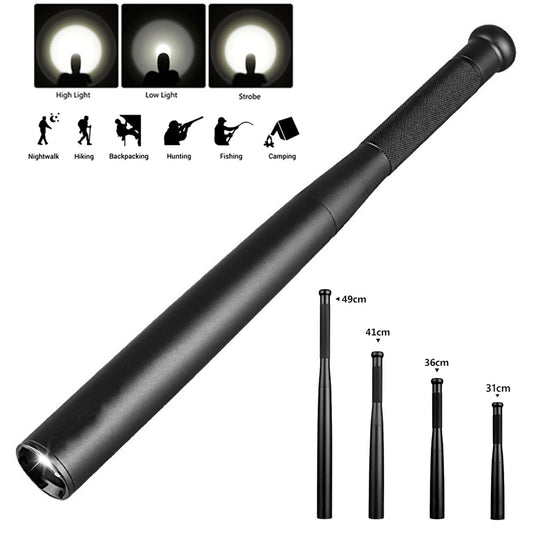 Outdoor Self Defense Baseball Bat Led Flashlight Stick Outdoor Emergency Personal Defense Supplies Extended Anti Riot Equipment