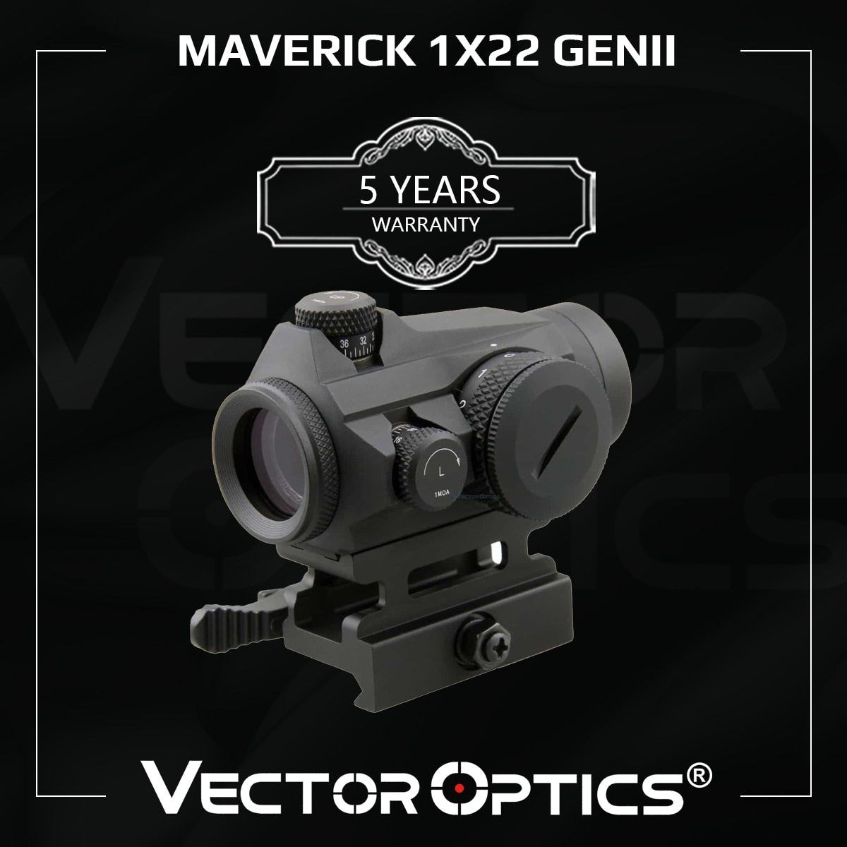 Vector Optics Maverick GenII 1x22 Red Dot Scope Sight Hunting Tactical Uncapped Turret QD Mount For Real Firearms .308 Airsoft