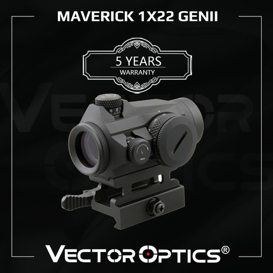 Vector Optics Maverick GenII 1x22 Red Dot Scope Sight Hunting Tactical Uncapped Turret QD Mount For Real Firearms .308 Airsoft